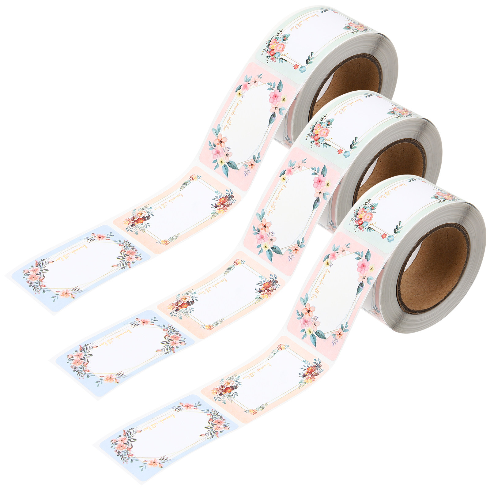 Food Storage Labels - 3개들이 무지 이름 스티커, 꽃무늬 병