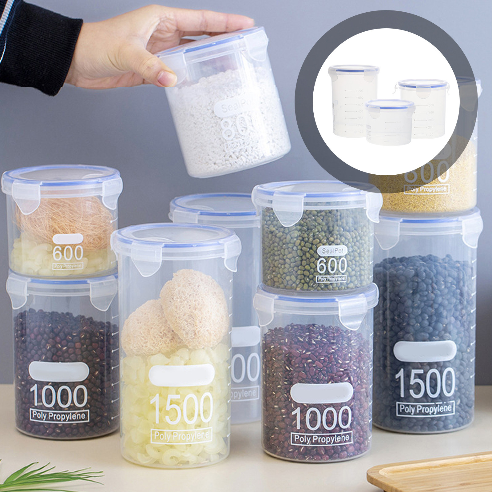 Food Storage Containers - 6개 세트 밀폐형 보관 용기, 투명