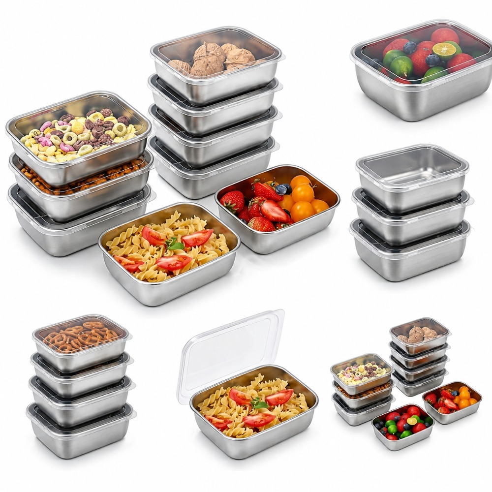 Food Storage Meals - 6pcs 스텐 밀폐 용기 스텐 반찬통