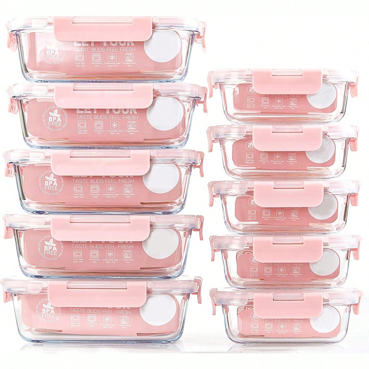 Food Storage Oven Safe - 10팩 유리 밀프렙 용기, 뚜껑이 있는
