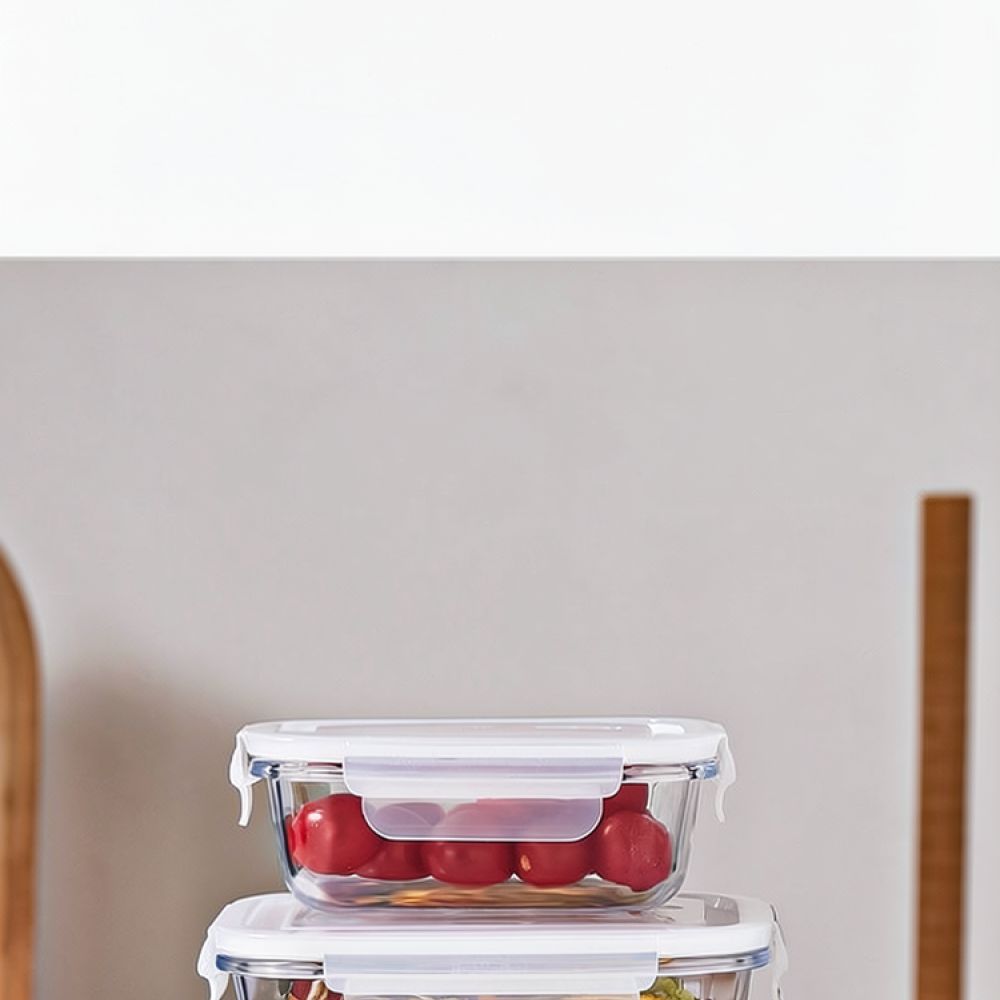 Food Storage With Dividers - 전자레인지 사용이 가능한 유리 소재의 도시락통,