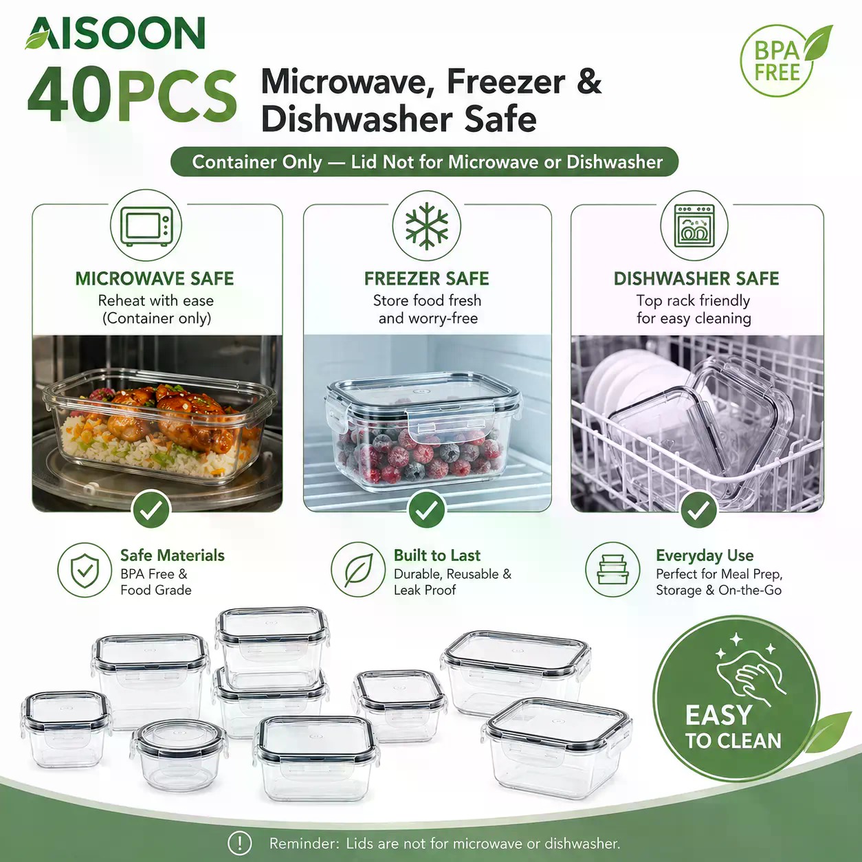 40개입 초대형 85oz 실리콘 밀폐 식품 보관 용기  - Food Storage Meals 리뷰 및 가격