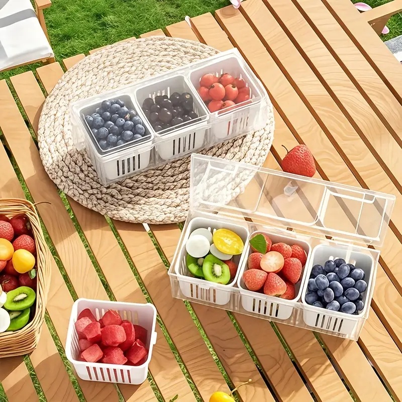 1pc 구획형 식품 보관 용기, 주방 및 피크닉용 사각 - Food Storage With Dividers 리뷰 및 가격