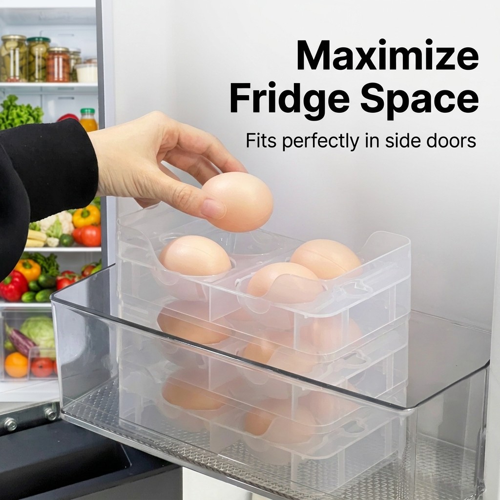 겹쳐서 보관할 수 있는 계란 보관함, 냉장고 정리함,  - Food Storage With Dividers 리뷰 및 가격